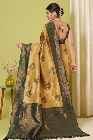 Yellow Banarasi Silk Saree_Kumari Sarees