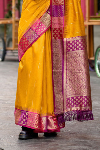 YELLOW PURE BANARASI SILK SAREE