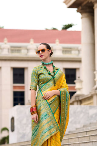 Yellow Soft Banarasi Silk Saree