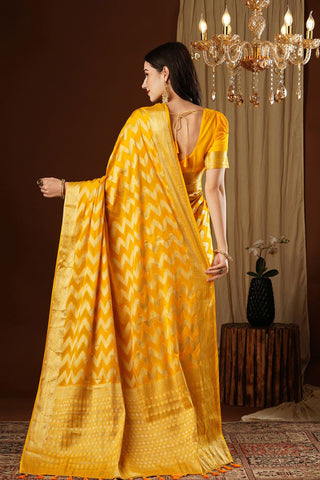 Yellow Georgette Silk Saree_Kumari Sarees