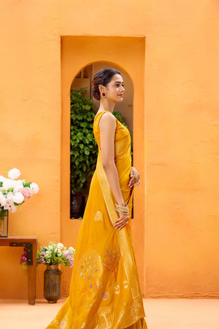 Yellow Dola Silk Saree_Kumari Sarees