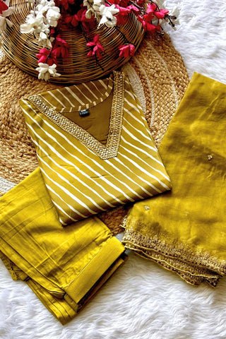 Yellow Organza Viscose Embroidery Kurta Set_Kumari Sarees