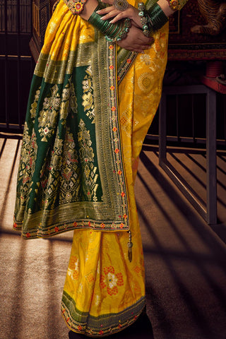 Yellow Pure Viscous Dola Saree_Kumari Sarees