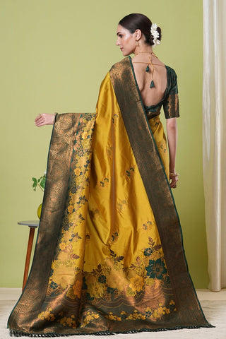 Yellow Banarasi Silk Saree _Kumari Sarees