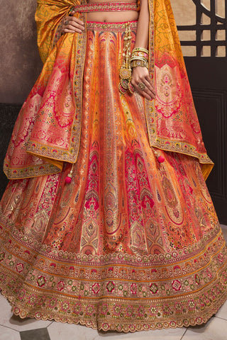 Yellow Silk Lehenga With Sequence Zarkan Work