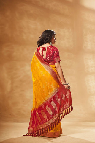 Yellow Pure Georgette Saree