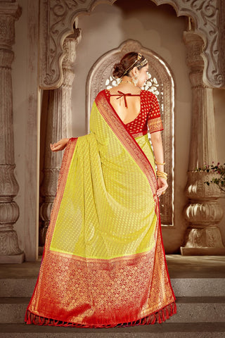 Yellow Pure Georgette Saree_Kumari Sarees