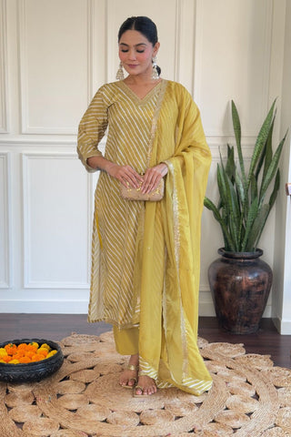 Yellow Organza Viscose Embroidery Kurta Set_Kumari Sarees