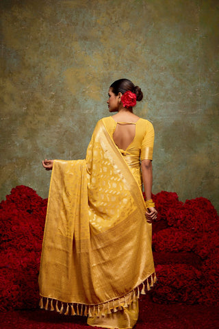 Yellow Georgette Silk Saree_Kumari Sarees