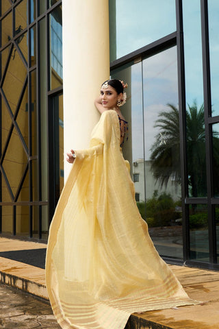 Yellow Handloom Weaving Khadi Silk Saree_Kumari Sarees