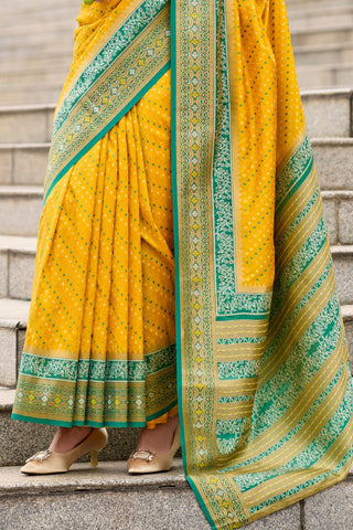 Yellow Soft Banarasi Silk Saree