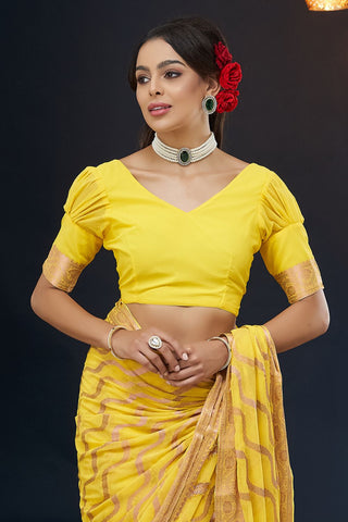 Yellow Handloom Weaving Silk With Zari Saree_Kumari Sarees
