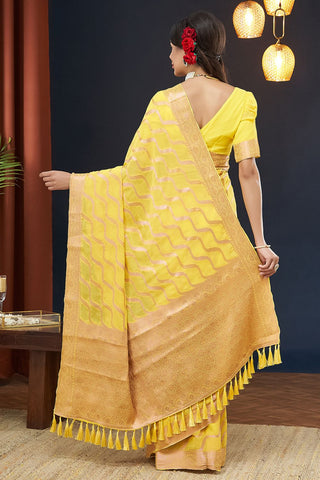 Yellow Handloom Weaving Silk With Zari Saree_Kumari Sarees