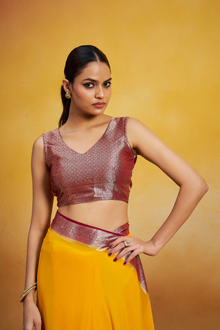 Yellow Georgette Silk Saree_Kumari Sarees