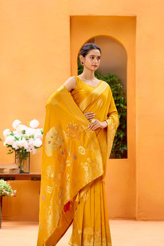 Yellow Dola Silk Saree_Kumari Sarees
