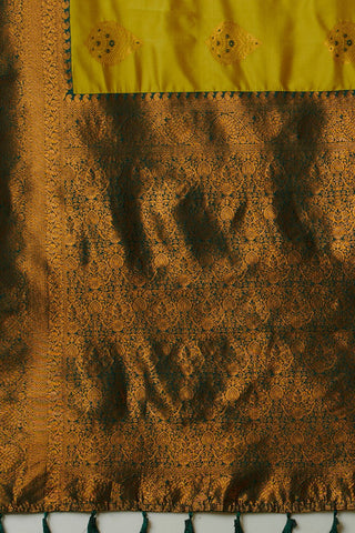 Yellow Banarasi Silk Saree_Kumari Sarees