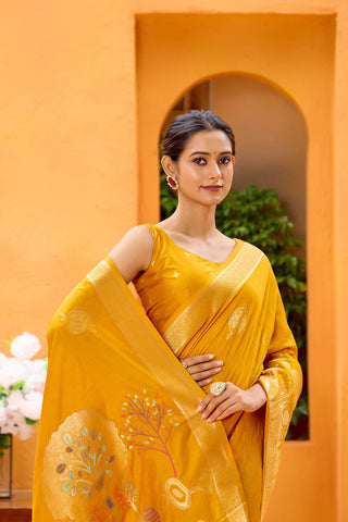 Yellow Dola Silk Saree_Kumari Sarees