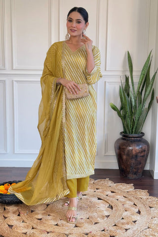 Yellow Organza Viscose Embroidery Kurta Set_Kumari Sarees