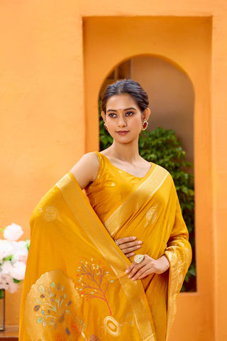 Yellow Dola Silk Saree_Kumari Sarees