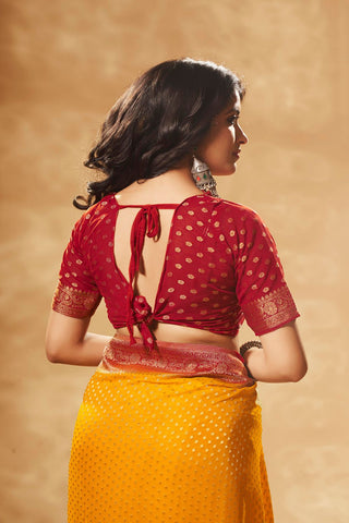 Yellow Pure Georgette Saree