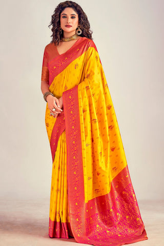 YELLOW SOFT SILK SAREE