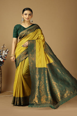 Yellow Banarasi Silk Saree