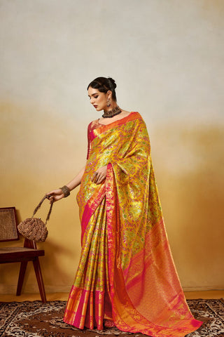 Yellow Dharmavaram Silk Saree_Kumari Sarees