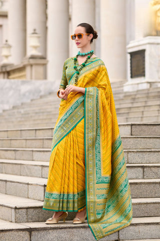 Yellow Soft Banarasi Silk Saree