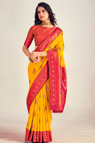 YELLOW SOFT SILK SAREE