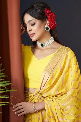 Yellow Handloom Weaving Silk With Zari Saree_Kumari Sarees