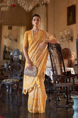 Yellow Banarasi Patola Silk Saree