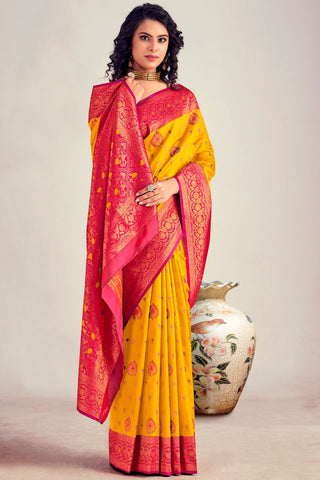 YELLOW SOFT SILK SAREE