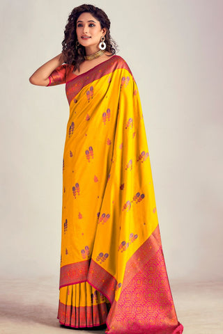 YELLOW SOFT SILK SAREE