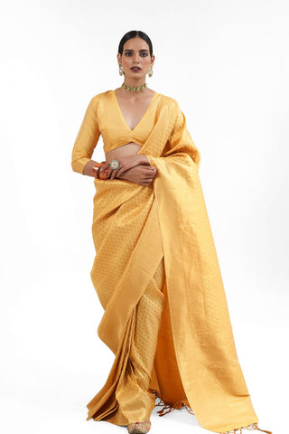 YELLOW KANJEEVARAM HANDLOOM SILK SAREE 