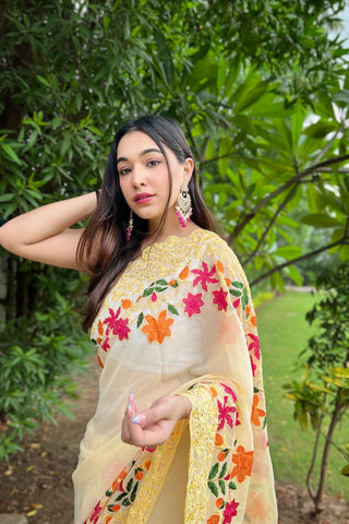 YELLOW GEORGETTE SILK SAREE