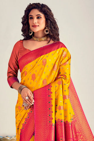 YELLOW&RED SOFT SILK SAREE