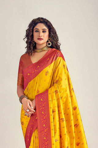 YELLOW&RED SOFT SILK SAREE