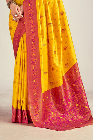 YELLOW&RED SOFT SILK SAREE