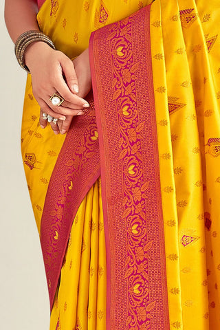 YELLOW&RED SOFT SILK SAREE