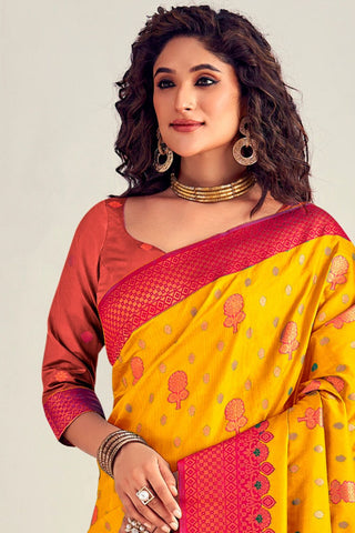 YELLOW&RED SOFT SILK SAREE