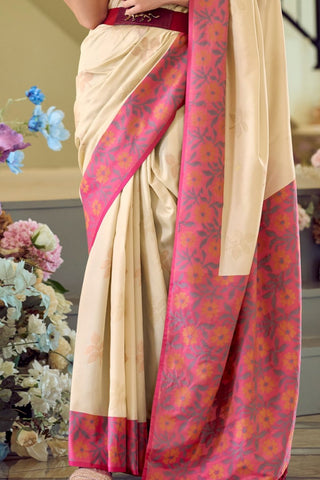 Yellow & Red Soft Silk Ikkat Border Saree_Kumari Sarees