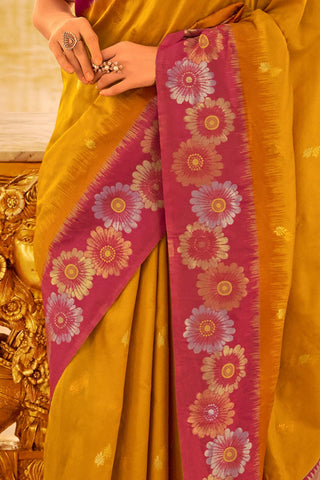 Yellow & Red Soft Banarasi Silk Saree_Kumari Sarees