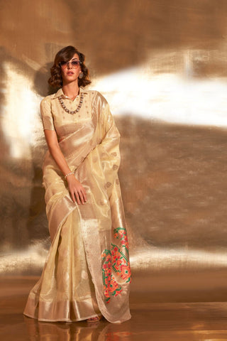 BEIGE PAITHANI ZARI TISSUE SAREE