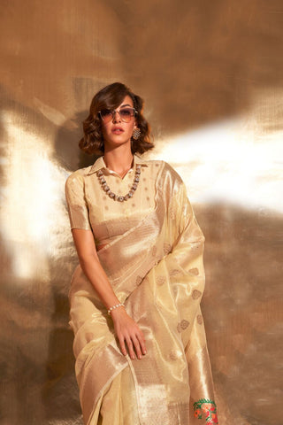 BEIGE PAITHANI ZARI TISSUE SAREE