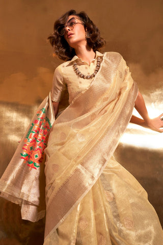 BEIGE PAITHANI ZARI TISSUE SAREE