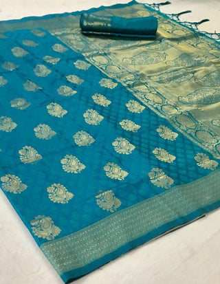 Blue Kanjeevaram Handloom Silk Saree