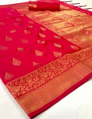 Pink Kanjeevaram Handloom Silk Saree