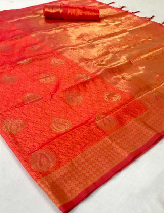 Orange Kanjeevaram Handloom Silk Saree