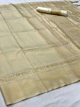 CREAM KANJEEVARAM HANDLOOM SILK SAREE