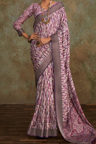 Lilac Handloom With Sequence Weaving In Body Saree_Kumari Sarees